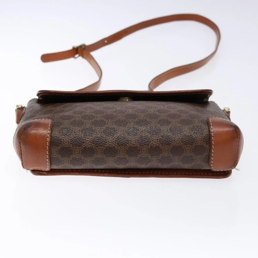 Authentic CELINE Macadam Canvas Shoulder Bag PVC Brown Gold - Picture 12 of 16